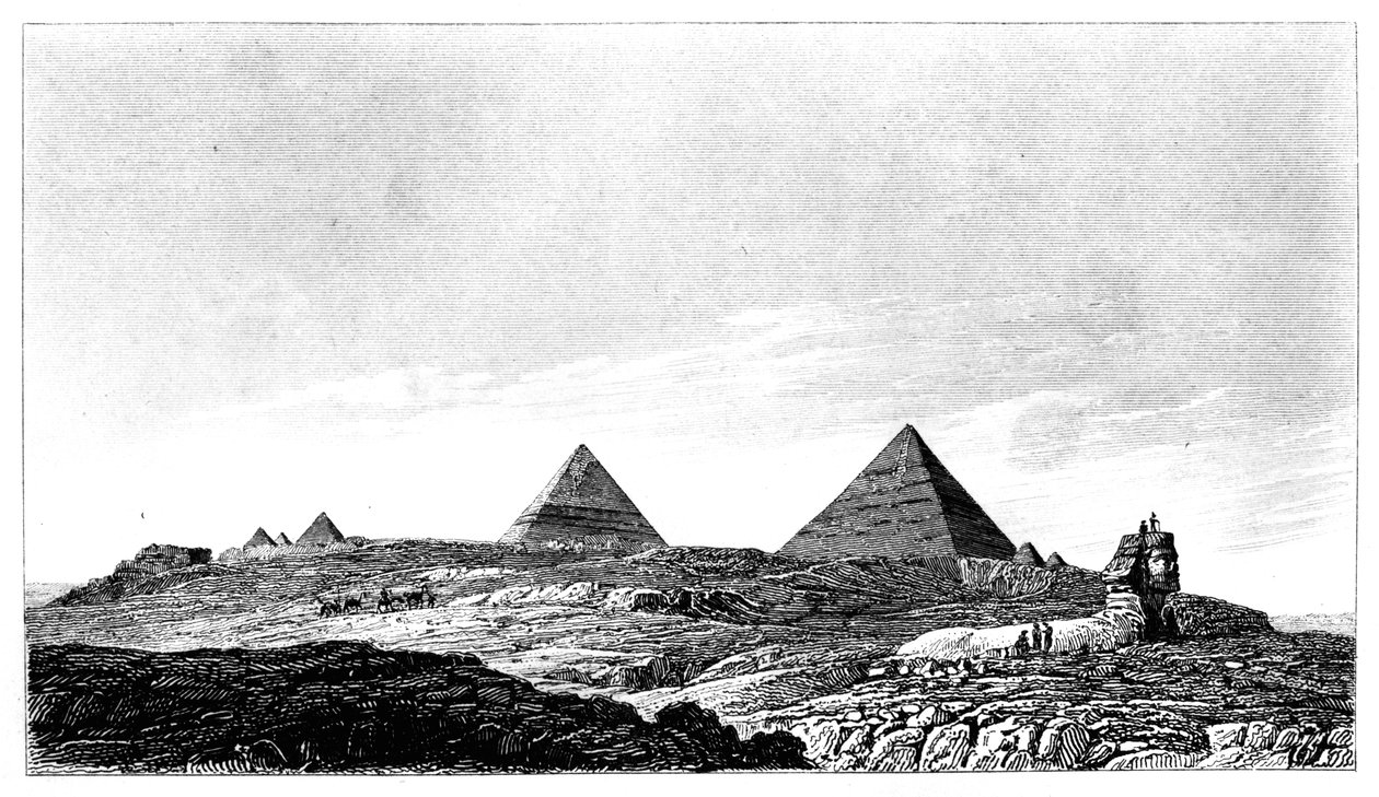 A piramisok és a szfinx, Giza, Egyiptom, 19. század alkotó: Lemaitre