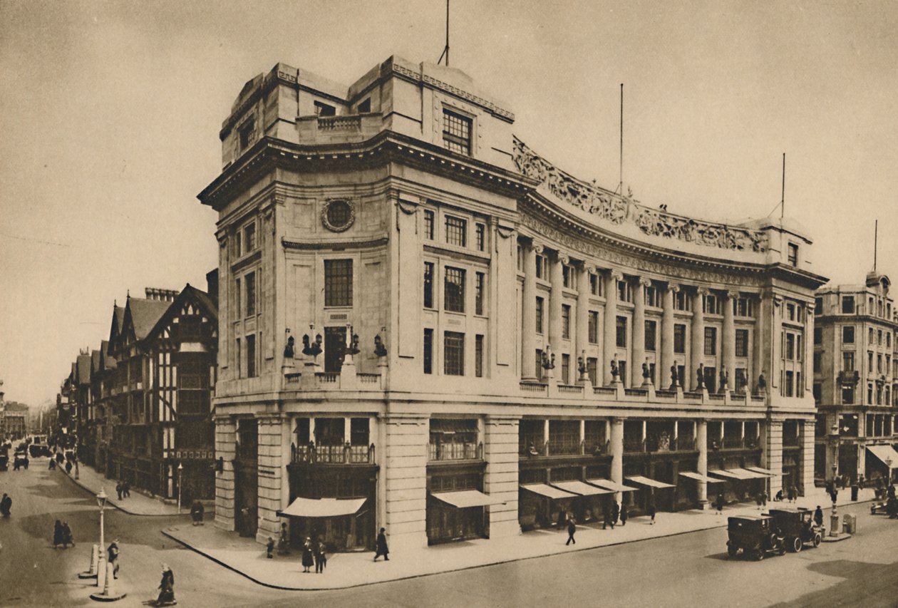 East India House, Libertys egyéni homlokzata a New Regent Street-en, 1935. alkotó: Lemere
