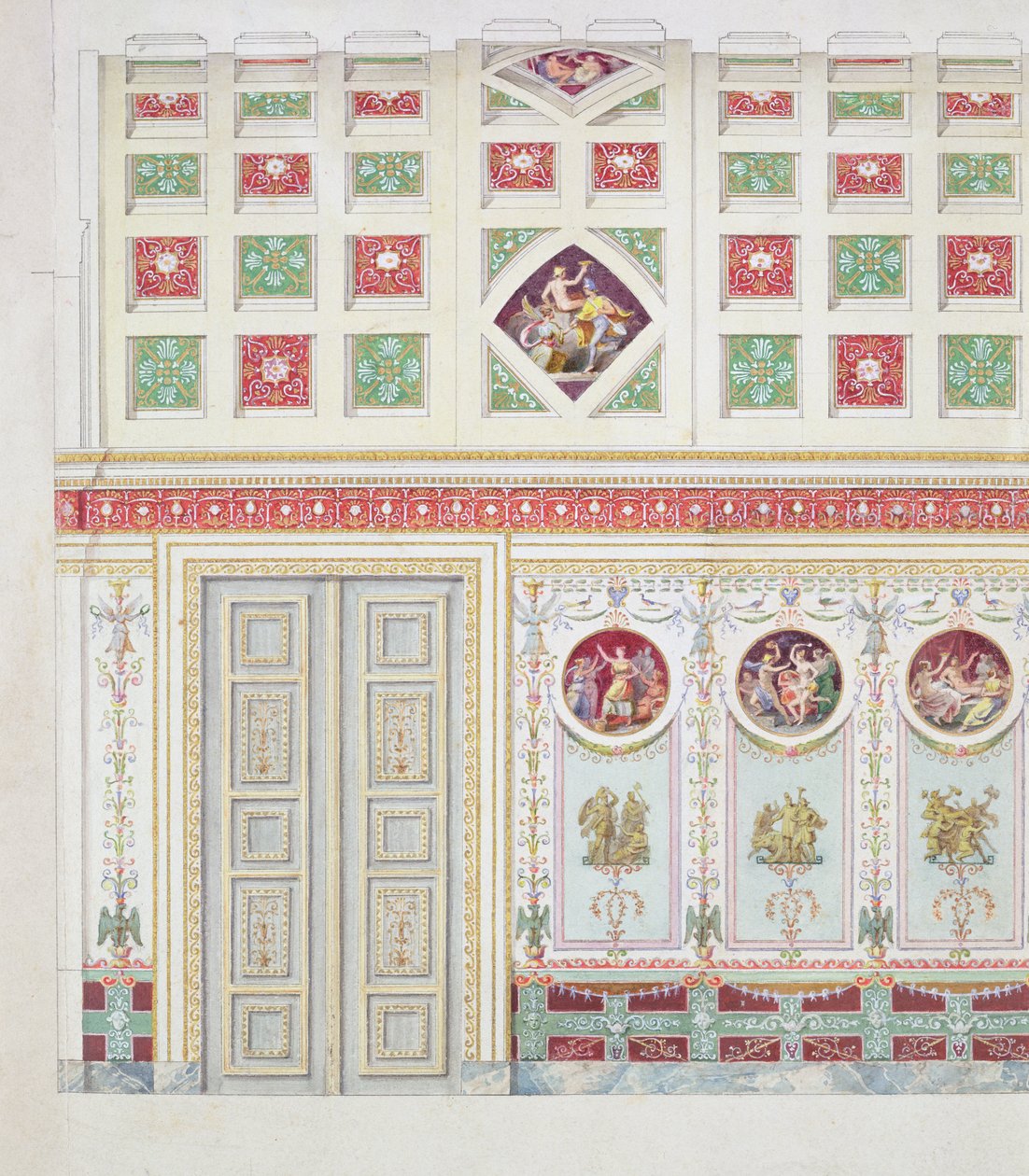 I. Ludwig írószobájának terve a müncheni rezidenciában, 1826 (wc és aranylevél papíron) alkotó: Leo von Klenze
