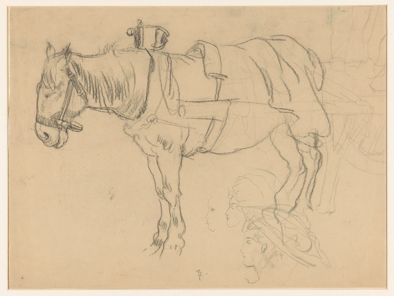 Ló- és fejtanulmányok alkotó: Leo Gestel (signed by artist)