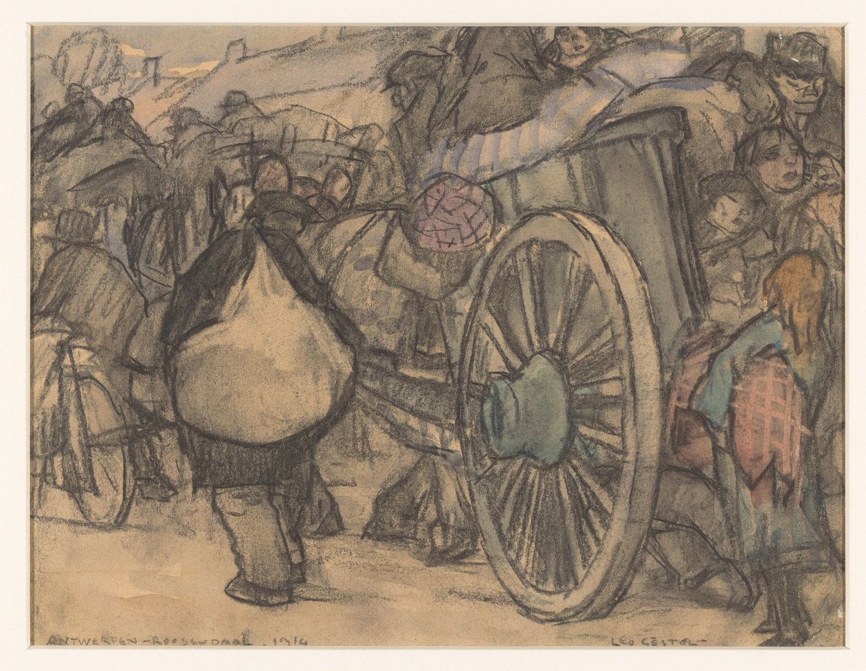 Antwerpen-Roosendaal-1914 (eredeti cím a tárgyon) alkotó: Leo Gestel (signed by artist)