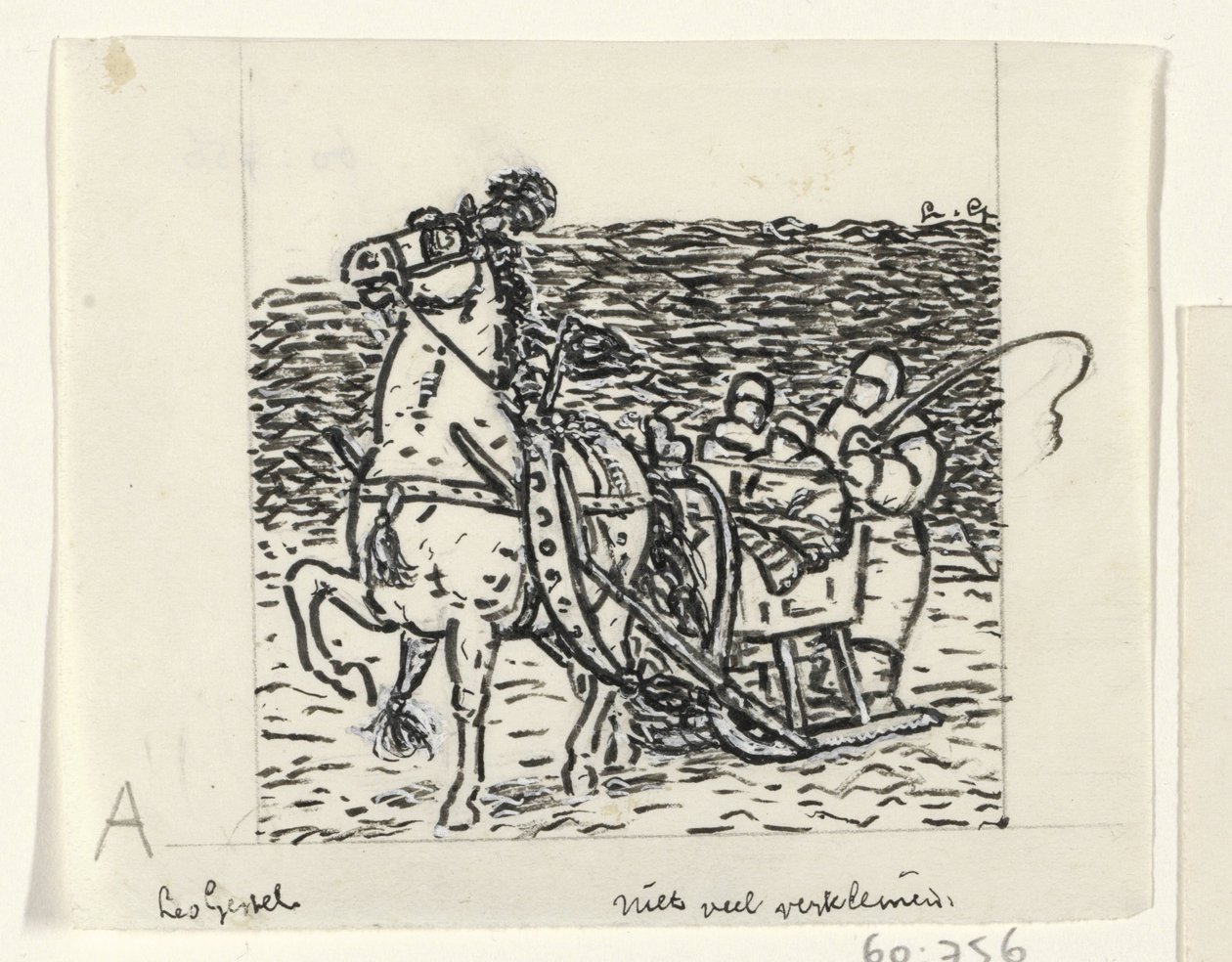 Ló által húzott szán alkotó: Leo Gestel (signed by artist)