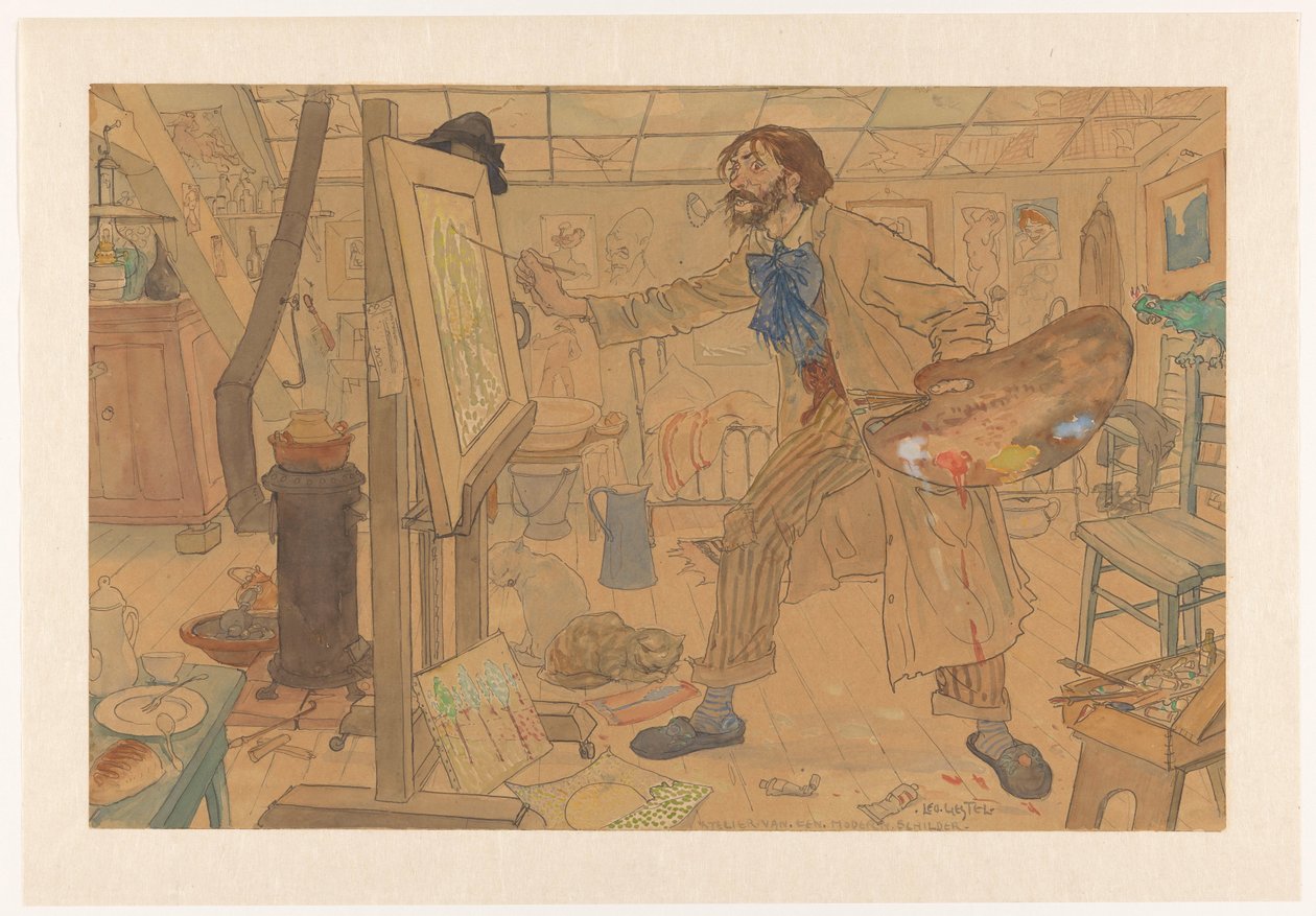Egy modern festő műterme (eredeti cím a tárgyon) alkotó: Leo Gestel (signed by artist)
