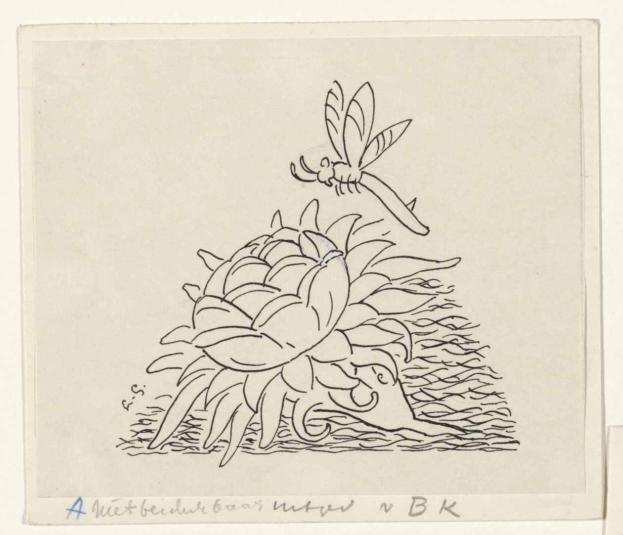 Virág szitakötővel alkotó: Leo Gestel (signed by artist)