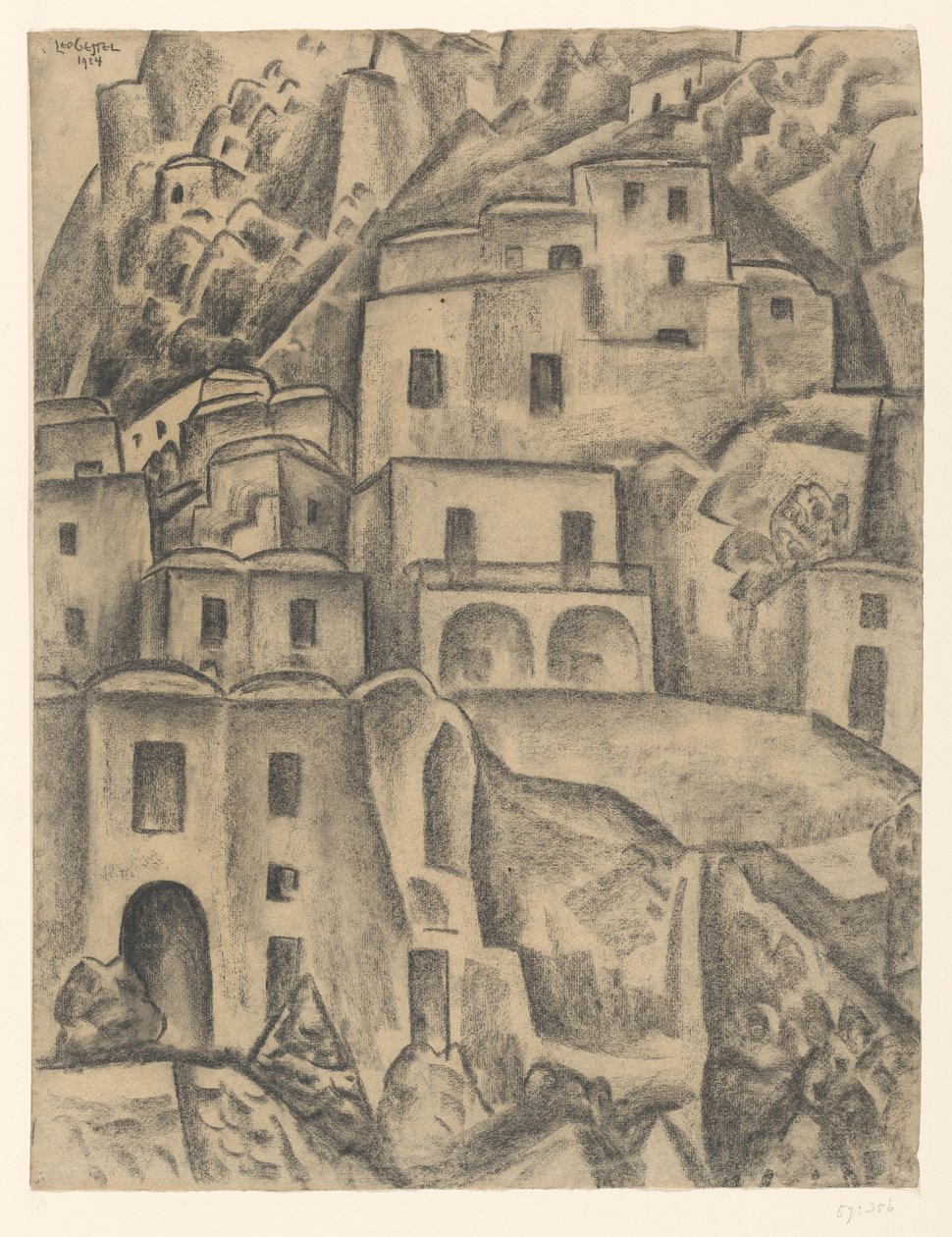 Házak a hegy lejtőin alkotó: Leo Gestel (signed by artist)
