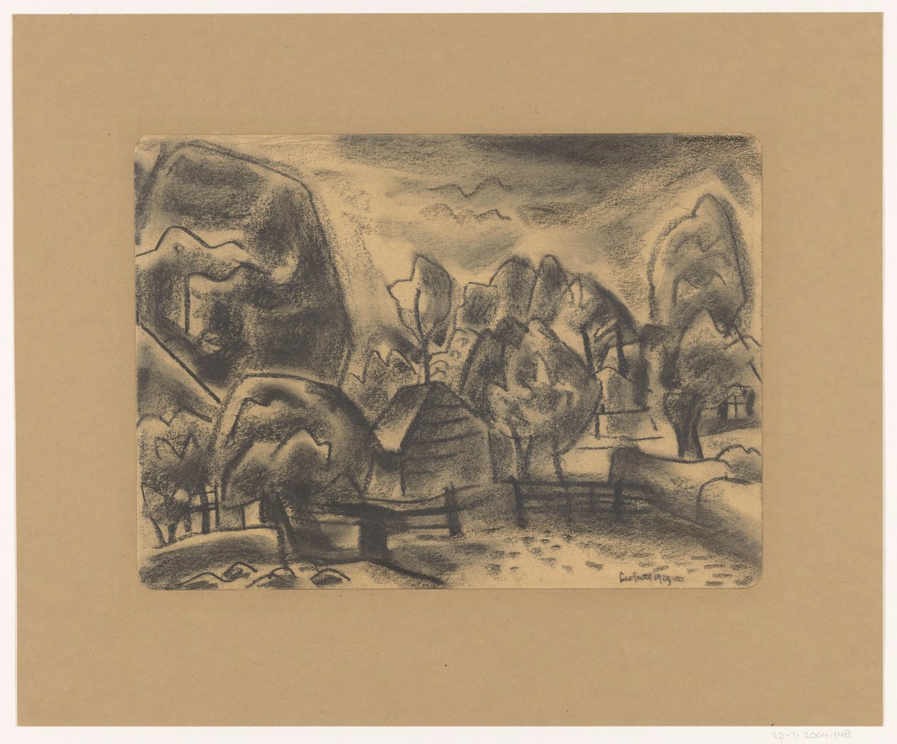 Táj farm a fák között alkotó: Leo Gestel (signed by artist)