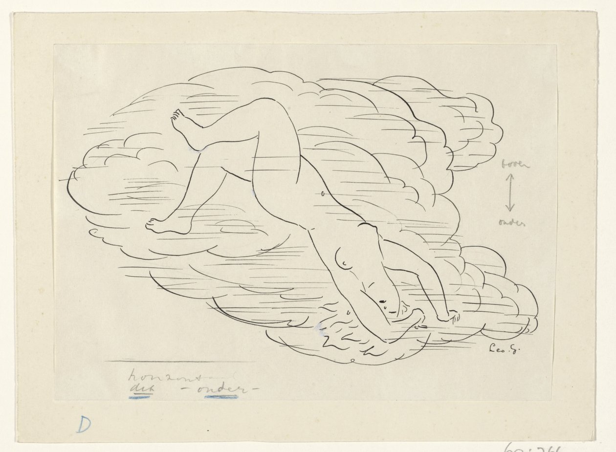 Meztelen nő a felhőkben alkotó: Leo Gestel (signed by artist)
