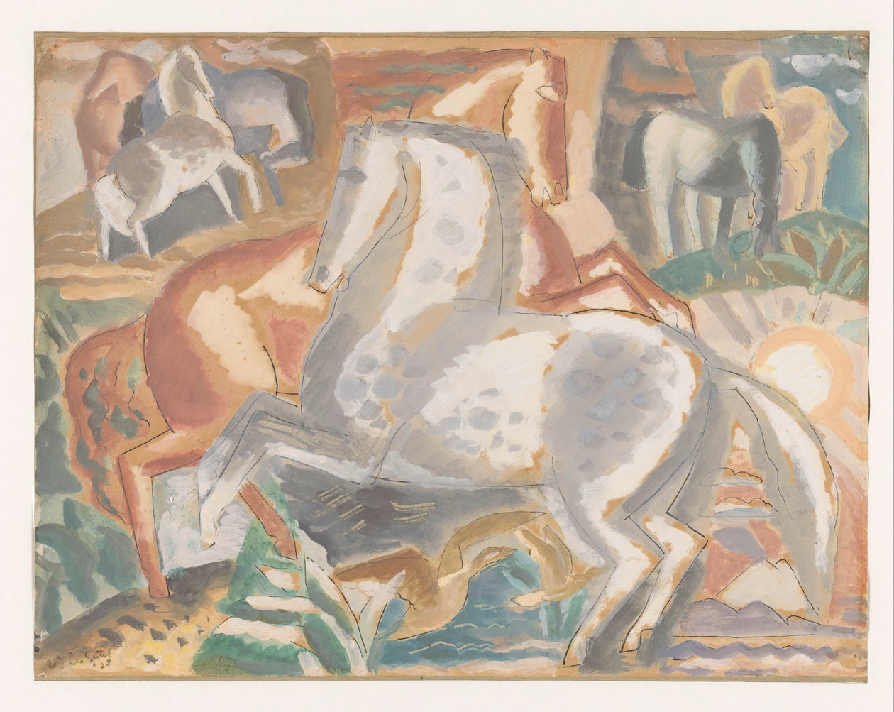 Lovak a tájban alkotó: Leo Gestel (signed by artist)