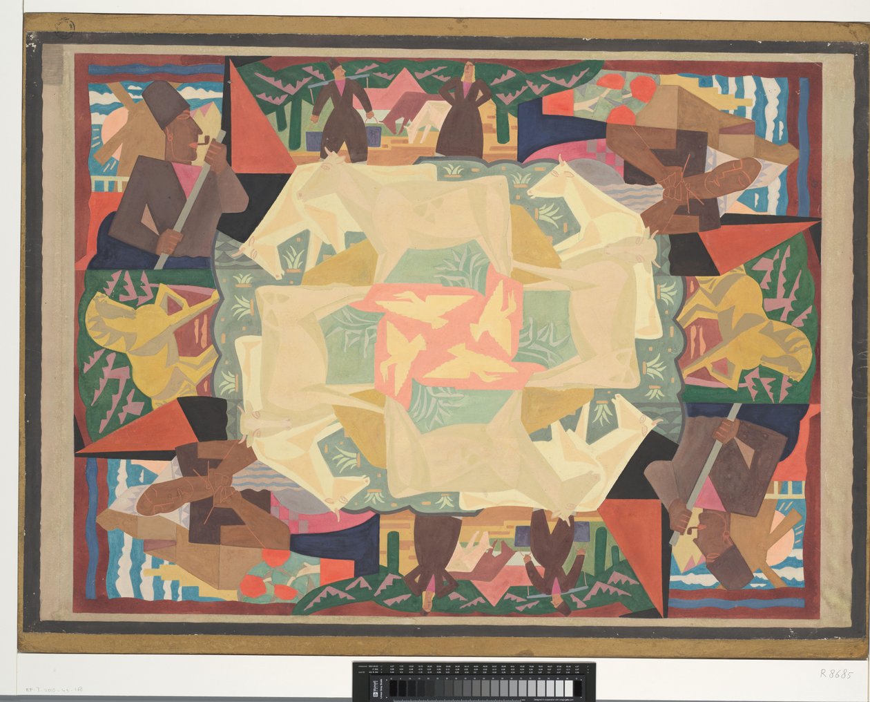 Szőnyegterv motívum Holland (design) (cím a tárgyon) alkotó: Leo Gestel (signed by artist)