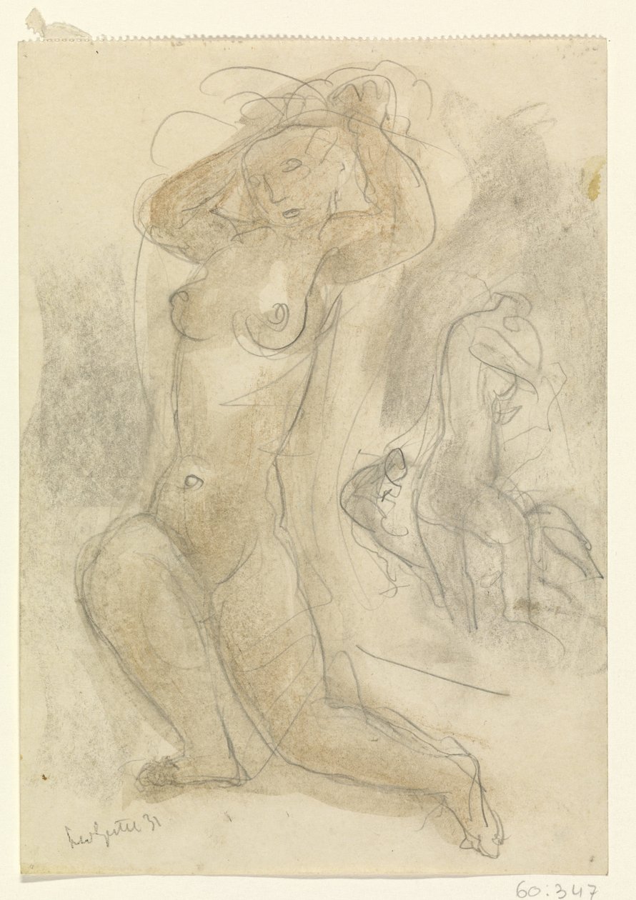 Két térdelő akt alkotó: Leo Gestel (signed by artist)