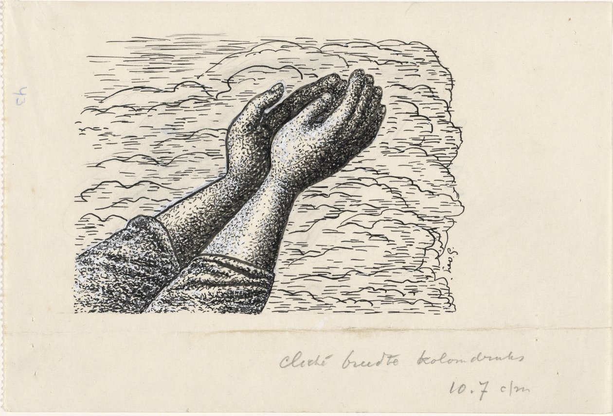 Két felemelt kéz a felhők előtt alkotó: Leo Gestel (signed by artist)