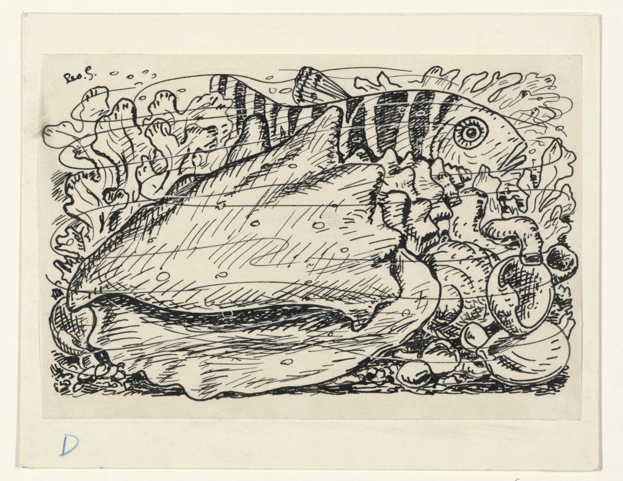 Hal és kagyló a vízben alkotó: Leo Gestel (signed by artist)