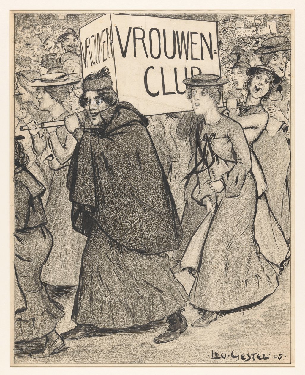 Nők a női klub felvonulásában alkotó: Leo Gestel (signed by artist)