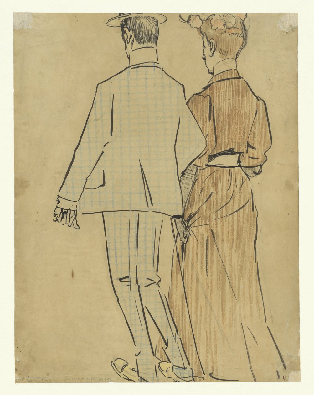 sétáló pár alkotó: Leo Gestel (signed by artist)