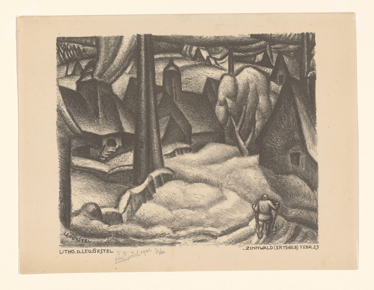 Zinnwald (Ertsgebergte) (eredeti cím a tárgyon) alkotó: Leo Gestel (signed by artist)