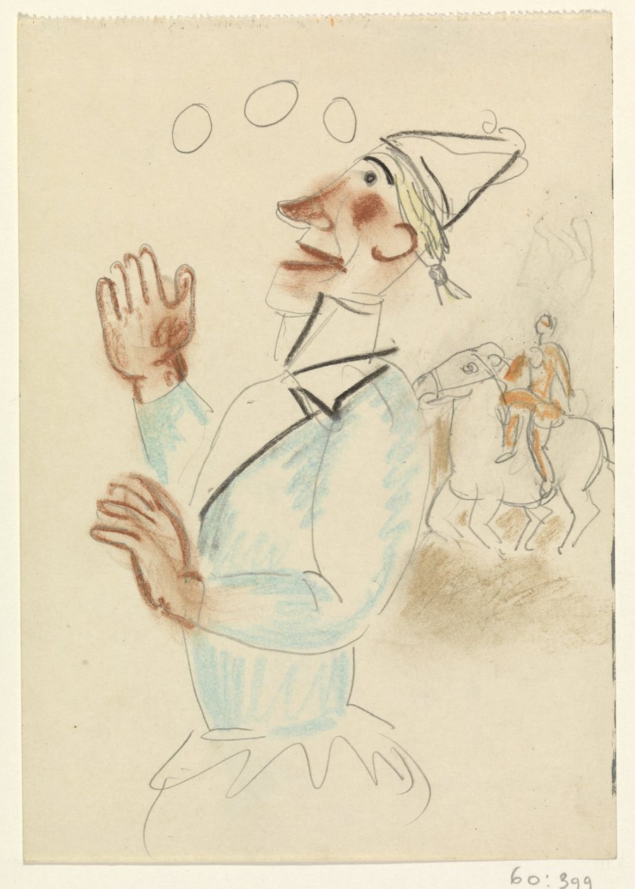 Bohóc és lovas lóháton alkotó: Leo Gestel