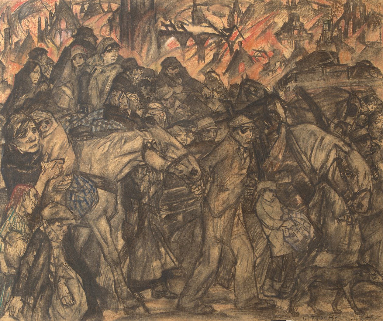 Exodus (kréta és pasztell papíron) alkotó: Leo Gestel