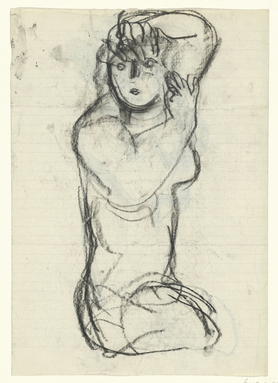 Térdelő meztelen nő alkotó: Leo Gestel