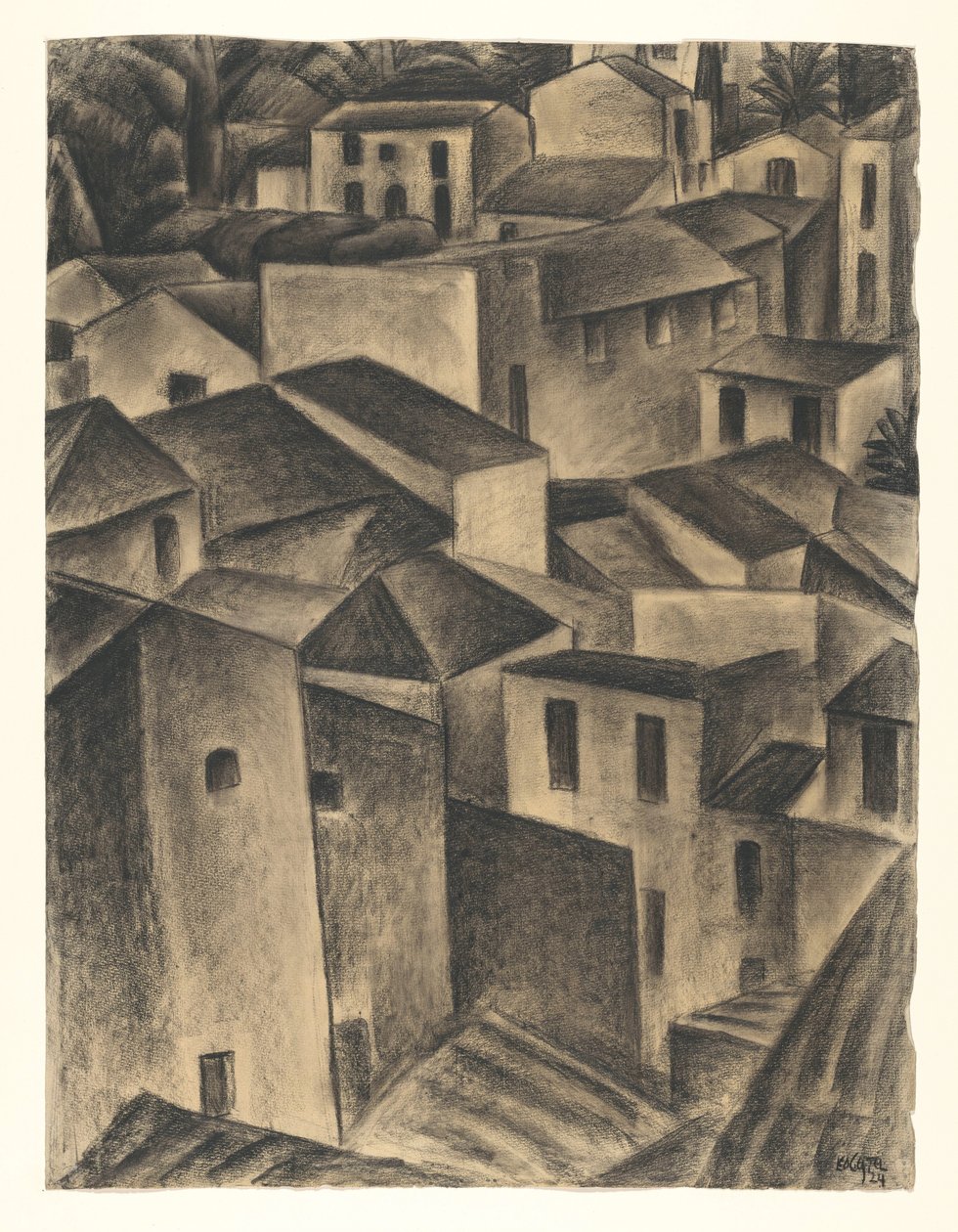 Kilátás egy olasz falura alkotó: Leo Gestel