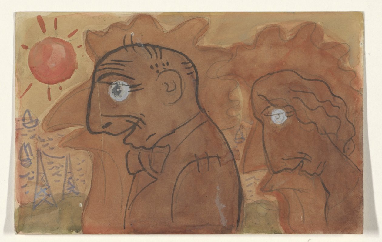Leo Gestel és felesége karikatúrája alkotó: Leo Gestel