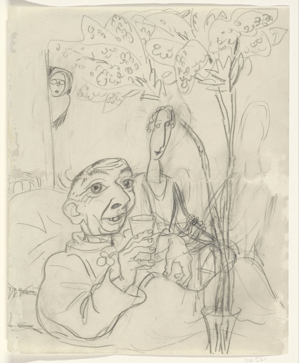 Gestel Leó karikatúrája betegágyán alkotó: Leo Gestel