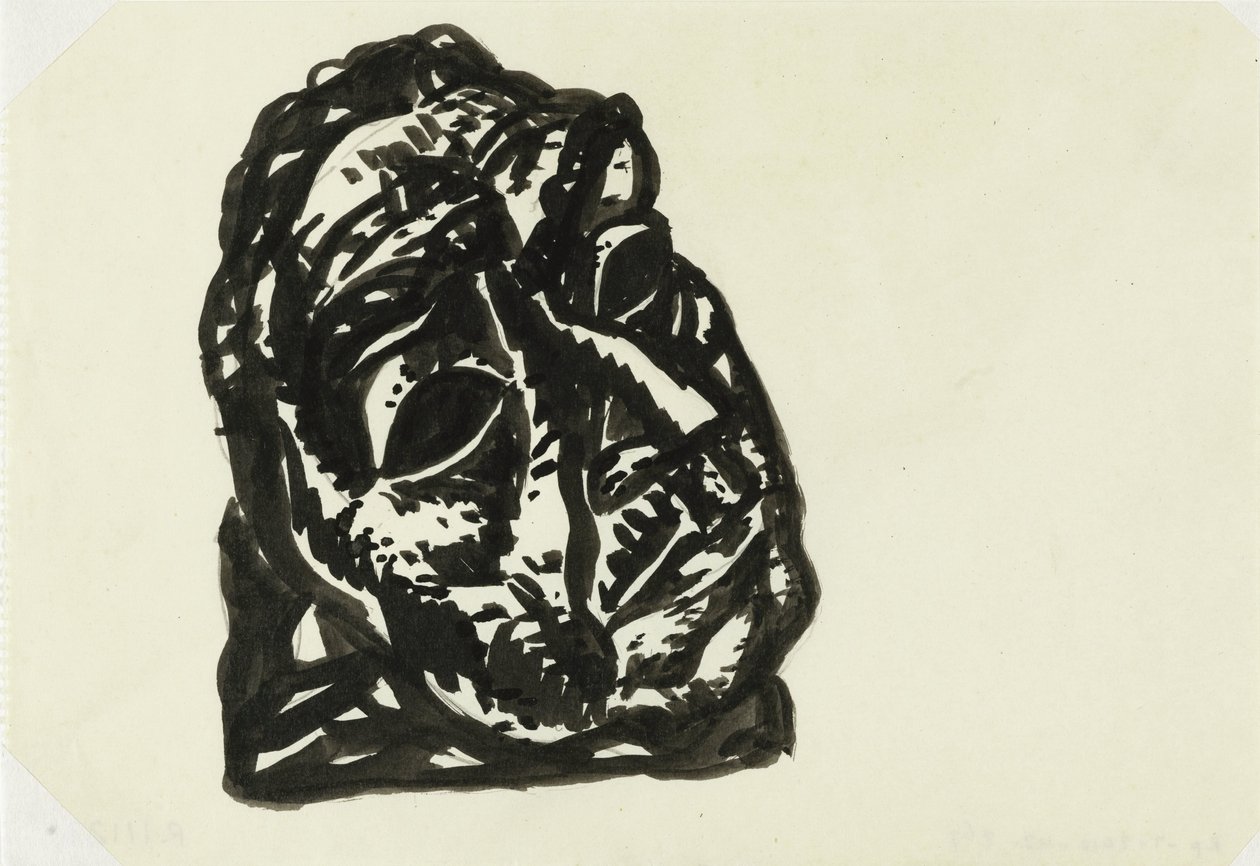 Egy férfi feje, aki ferdén néz a jobb felső sarokban alkotó: Leo Gestel
