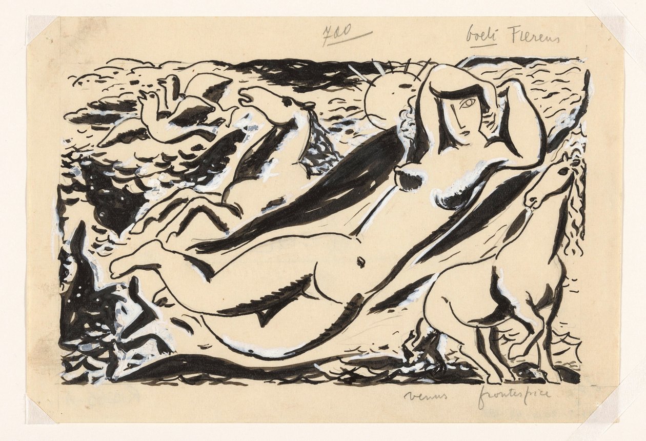 Fekvő nő két lóval alkotó: Leo Gestel
