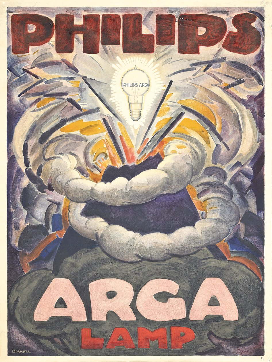 Philips Arga Lamp reklámplakát, 1918 körül (színes litográfia) alkotó: Leo Gestel