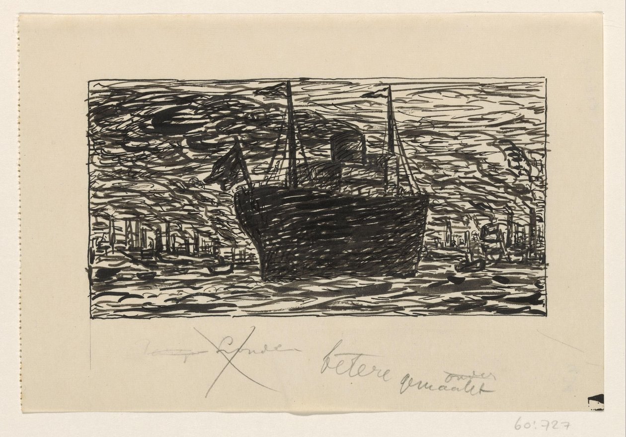 A hajó belép London kikötőjébe alkotó: Leo Gestel
