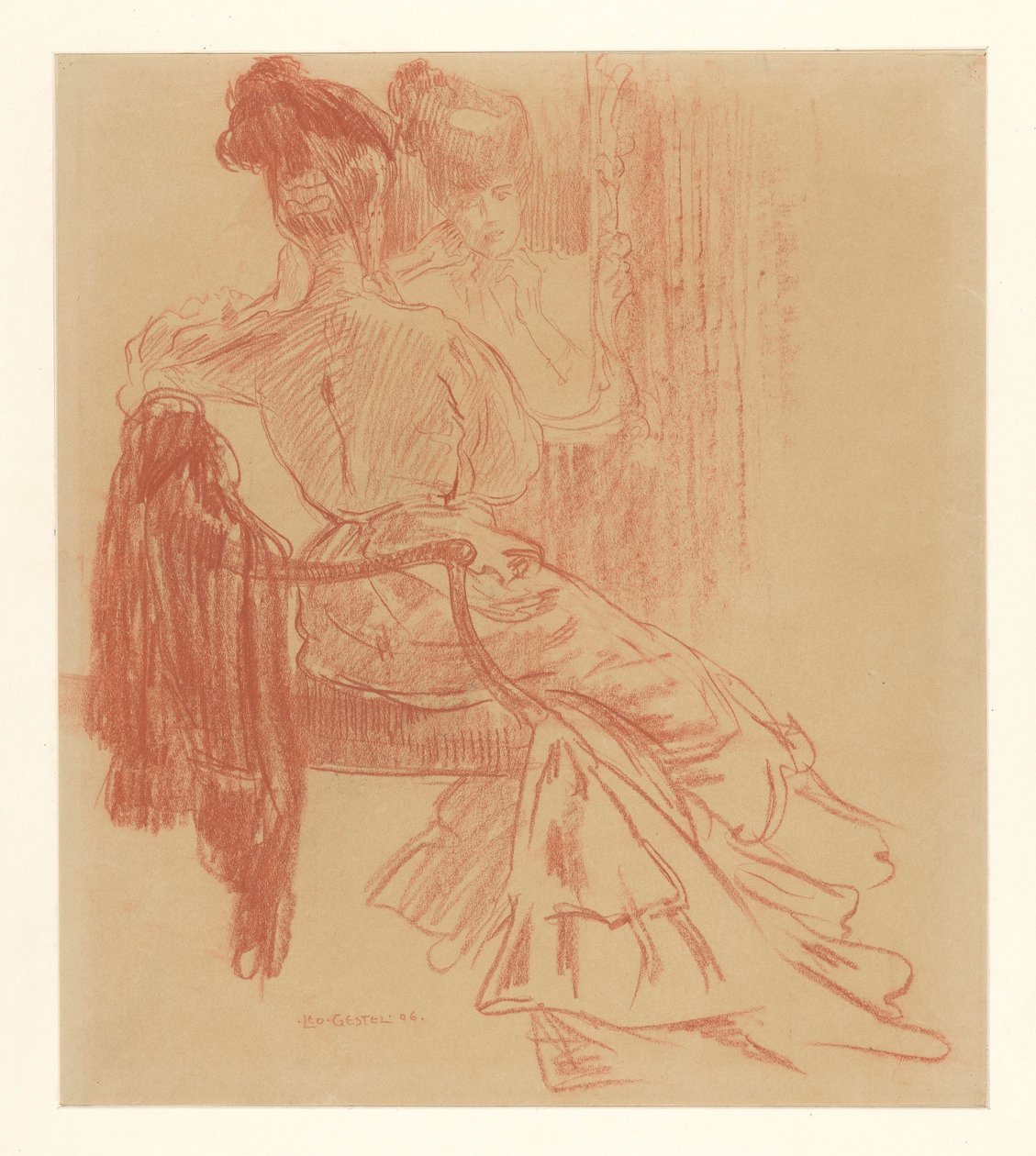Ülő hölgy a tükör előtt alkotó: Leo Gestel