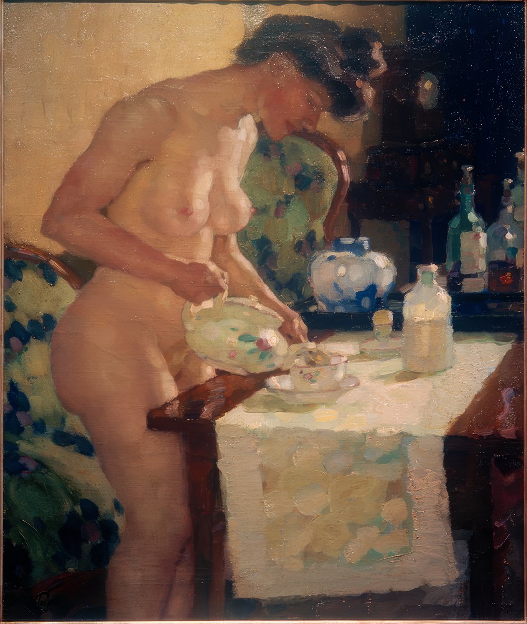 Modell a teásasztalnál alkotó: Leo Putz