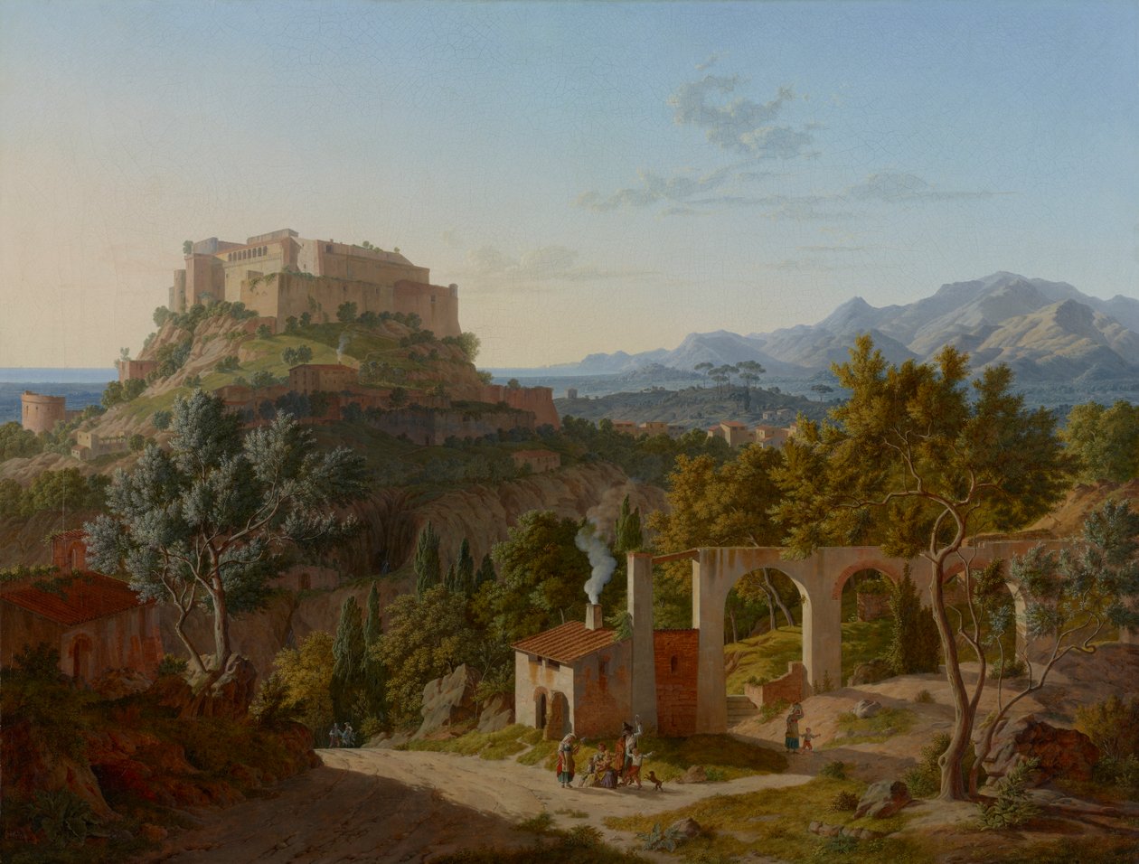 Táj Massa di Carrara kastélyával, 1827 alkotó: Leo von Klenze