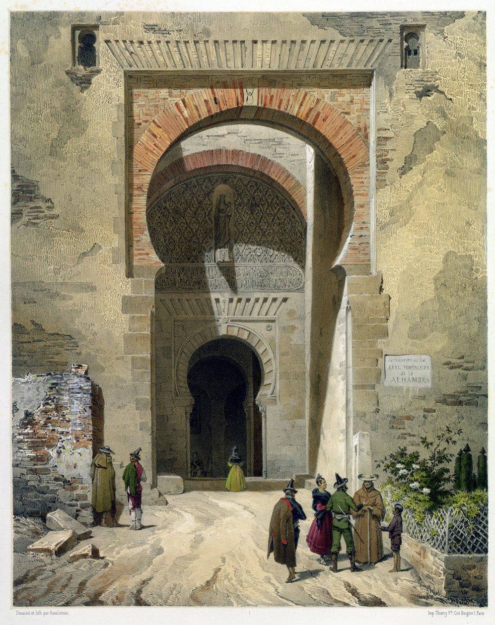 Az Igazságosság Kapuja, az Alhambra bejárata, Granada, 1853 alkotó: Leon Auguste Asselineau