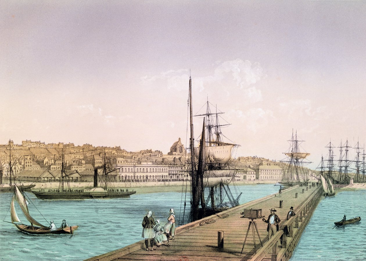 A boulogne-i kikötő látképe, a "La France de Nos Jours" című sorozatból, 1856 alkotó: Leon Auguste Asselineau