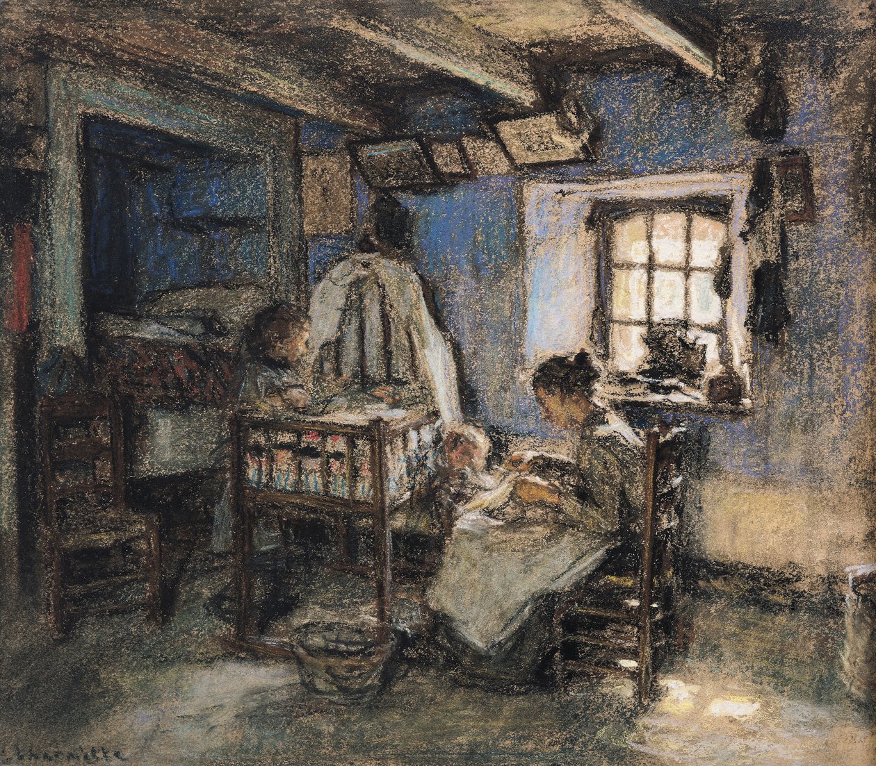 Lakásbelső, Wissant, 1913 (pasztell, papír) alkotó: Leon Augustin Lhermitte