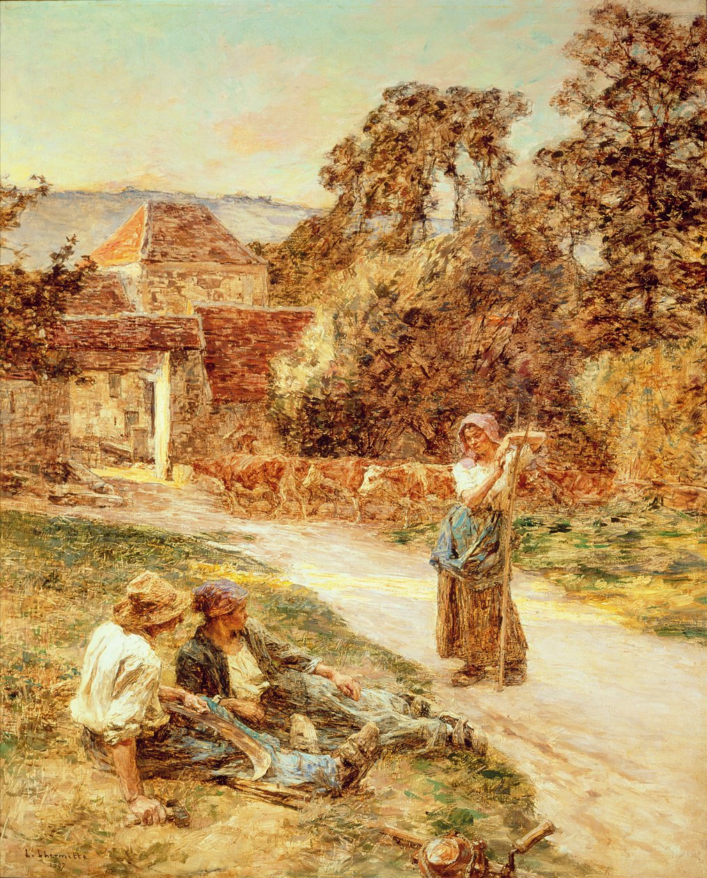 Naplemente, A szarvasmarha visszatér, 1897 alkotó: Leon Augustin Lhermitte