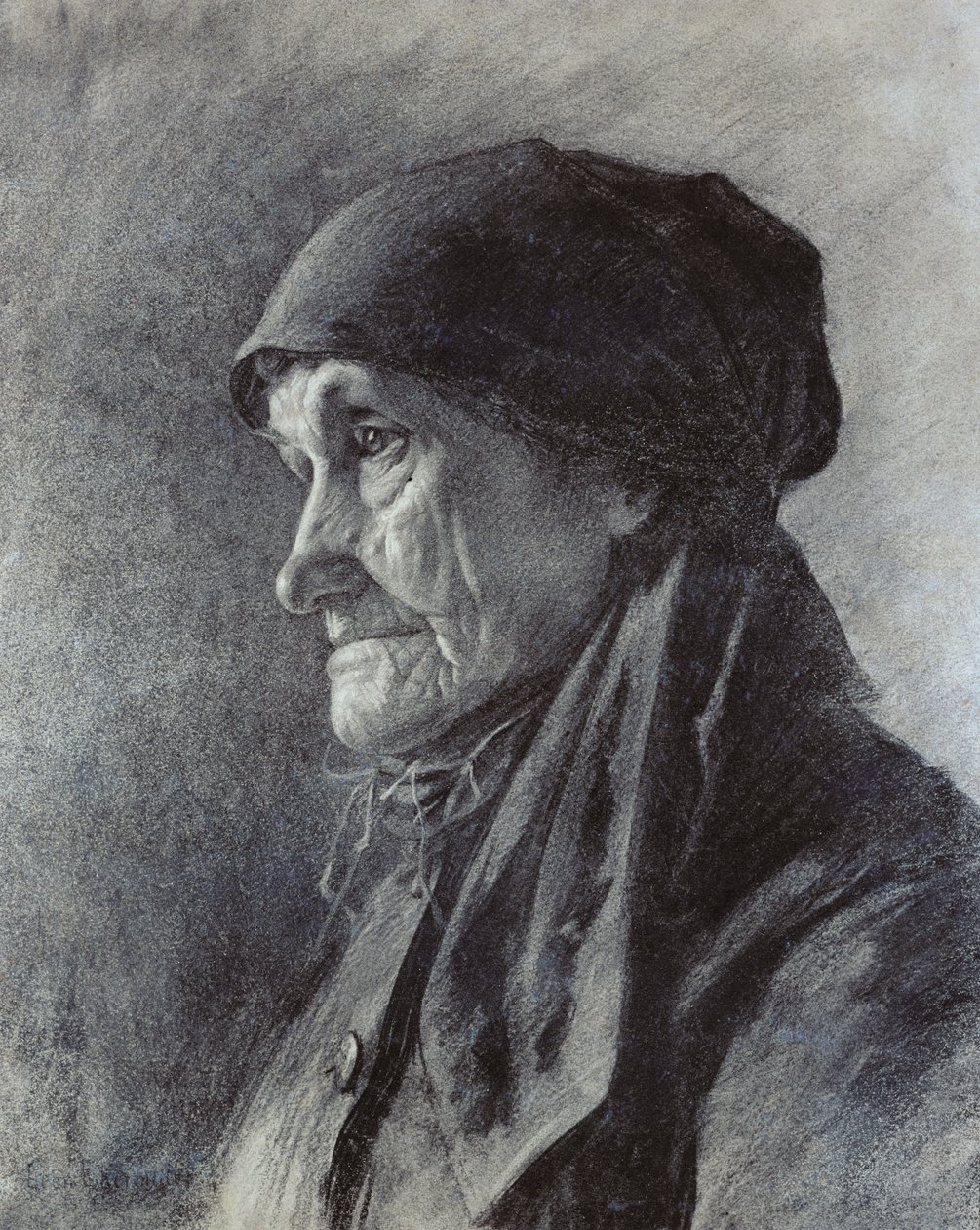 Parasztfej (szén papíron) alkotó: Leon Augustin Lhermitte