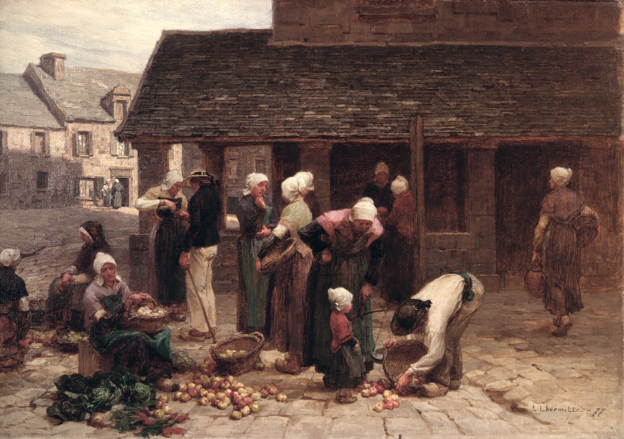 Ploudalmezeau piactér, Bretagne, 1877 alkotó: Leon Augustin Lhermitte