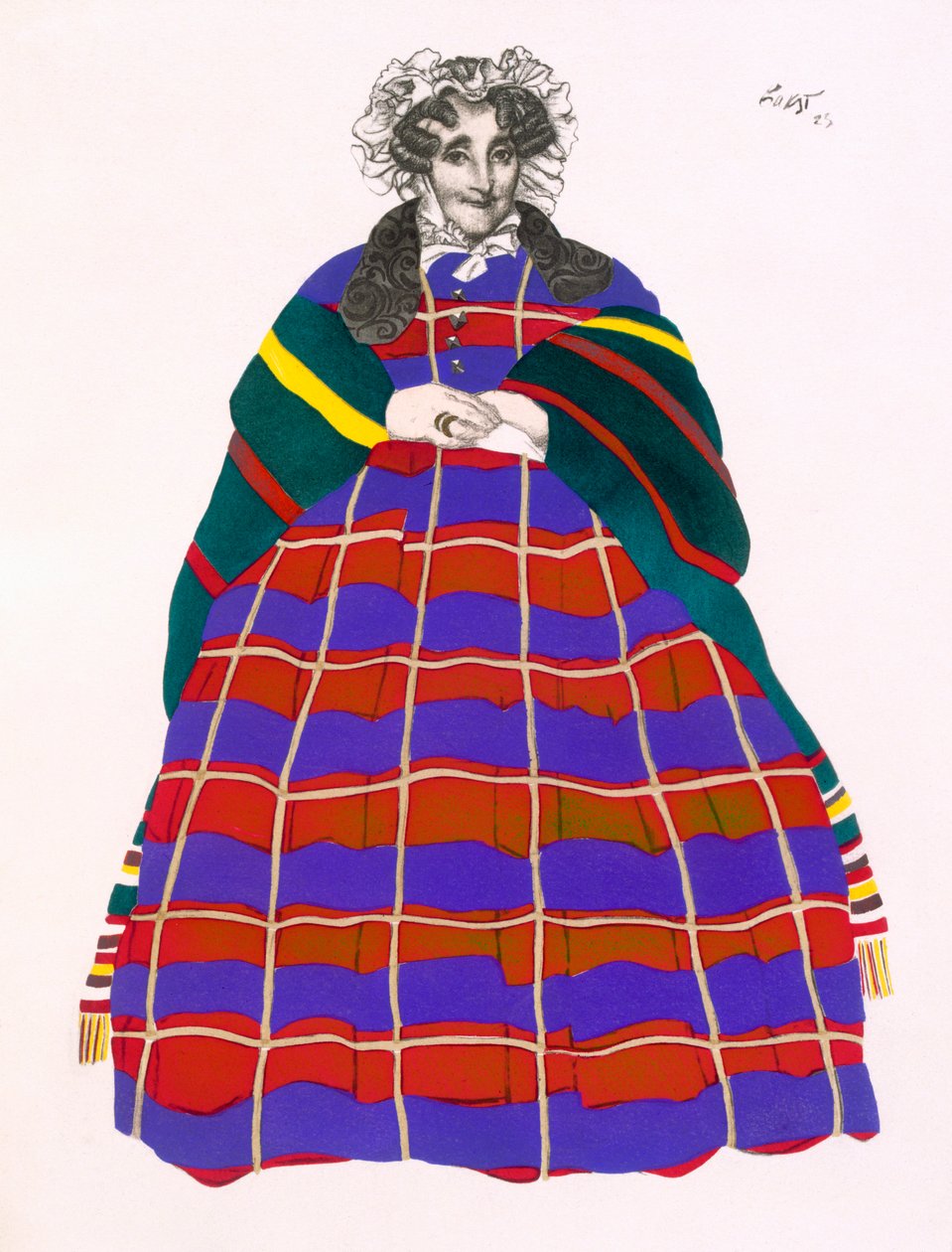 Jelmeztervezés Madame Loenfowitch számára Moszkvában a régi időkben, az orosz művészet látványához, 1922 alkotó: Leon Bakst