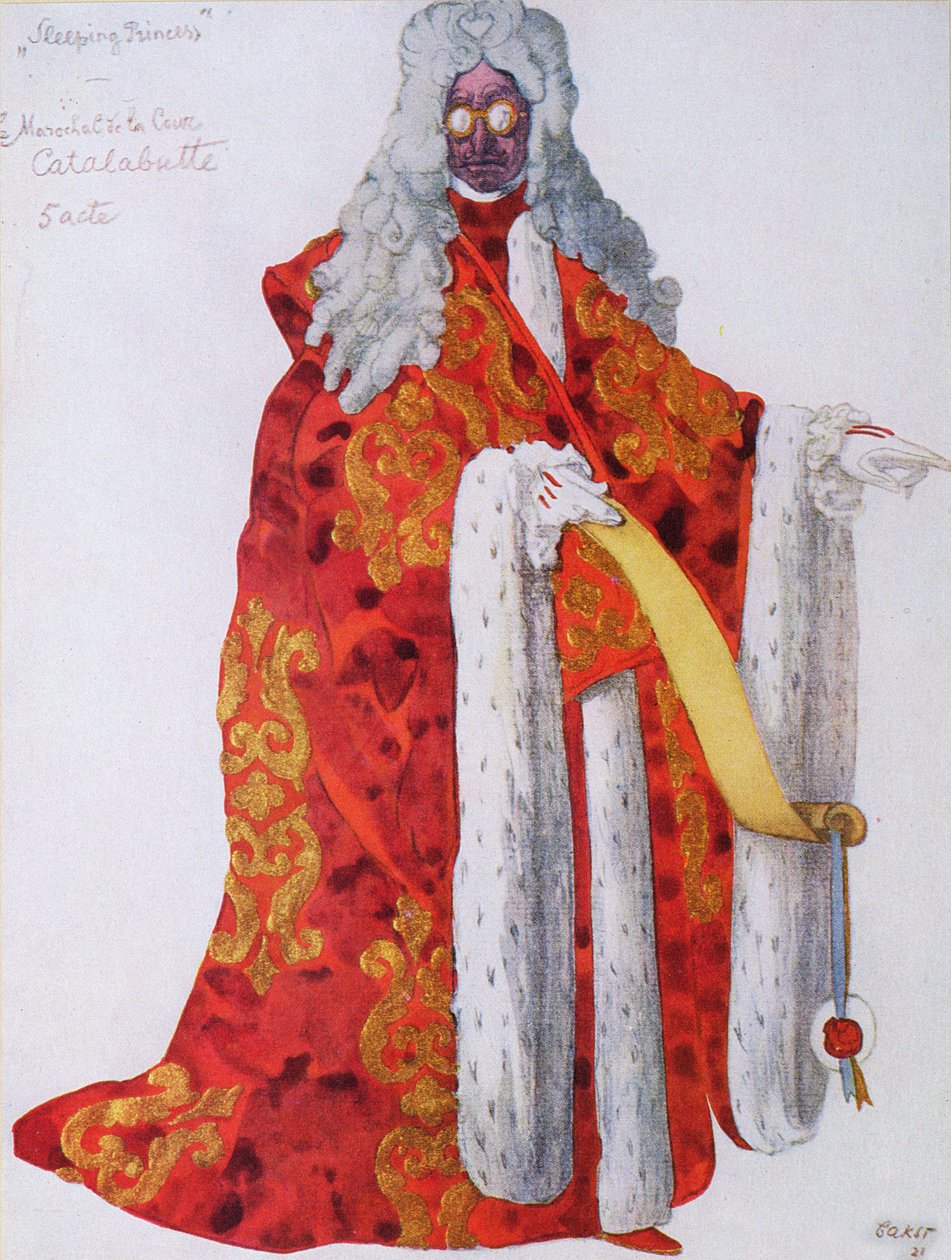 A Csipkerózsika Cantalabutte marsall jelmezterve, 1921 alkotó: Leon Bakst