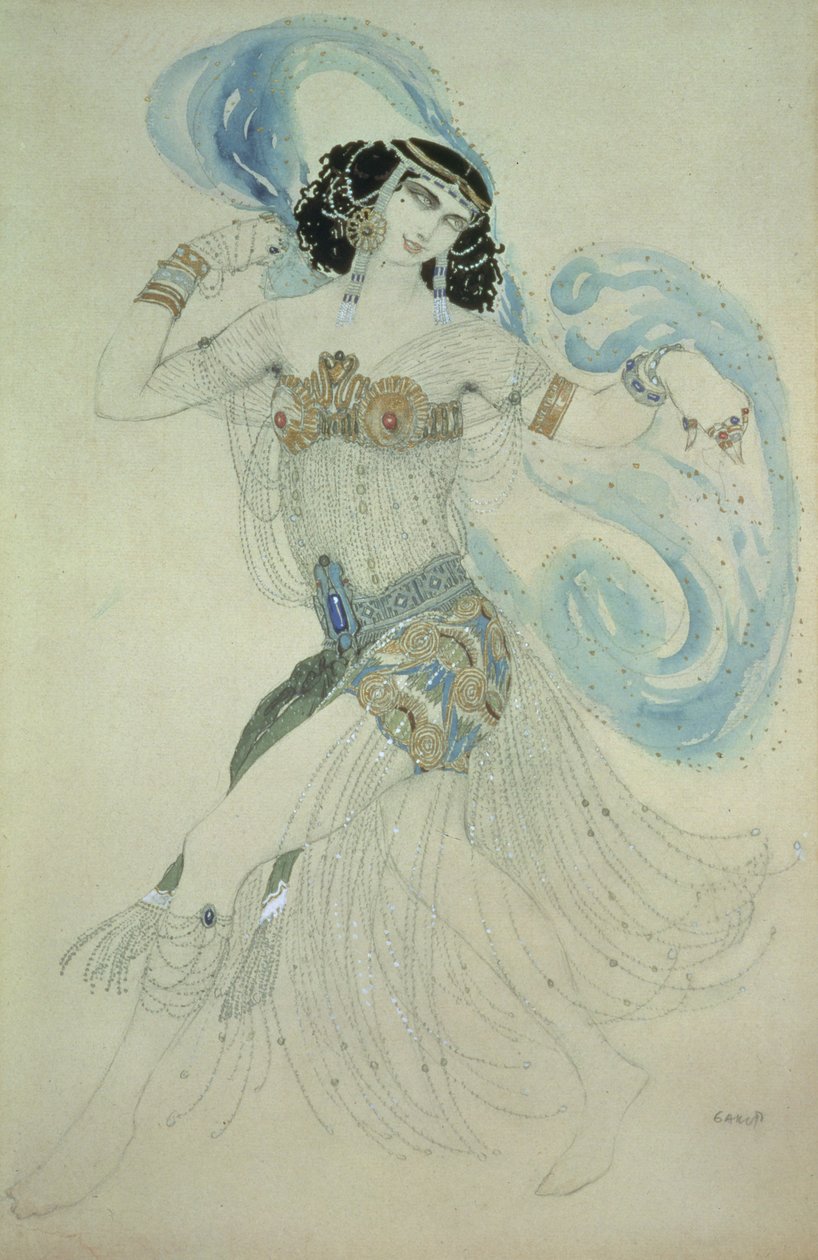 Jelmeztervezés Salome számára a "Hét fátyol tánca" című filmben, 1909 alkotó: Leon Bakst