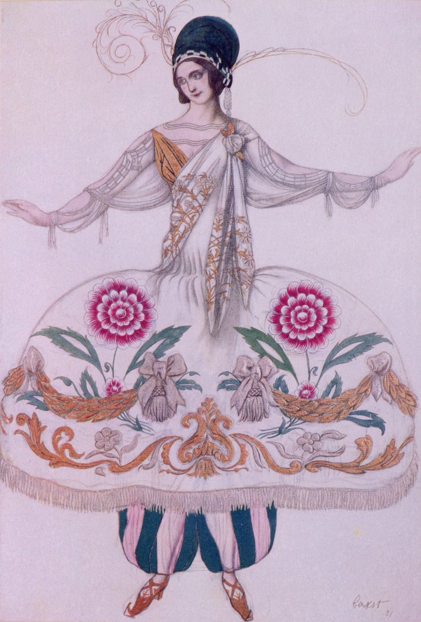 A Scheherazade jelmezterve, a Csipkerózsika-ból, 1921 alkotó: Leon Bakst