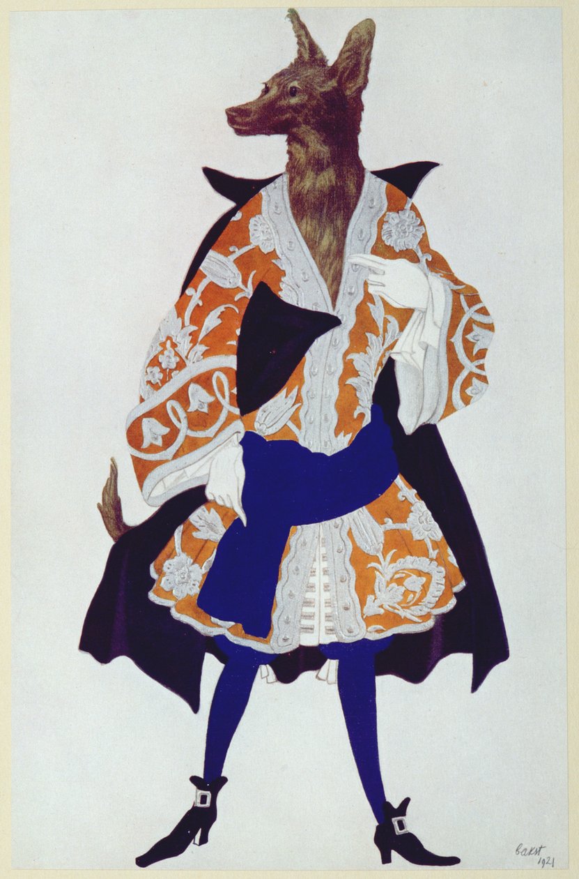 A Farkas jelmezterve, a Csipkerózsika-ból, 1921 alkotó: Leon Bakst