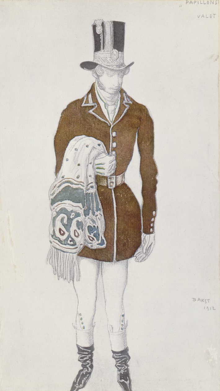 Jelmezterv egy úriember számára, a Les Papillonsból, 1912 alkotó: Leon Bakst