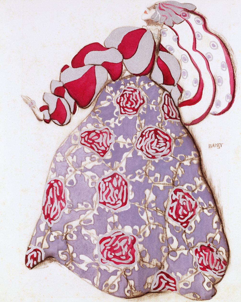 Jelmezterv a La Legende de Joseph baletthez, 1914 (faszén és gouache papíron) alkotó: Leon Bakst