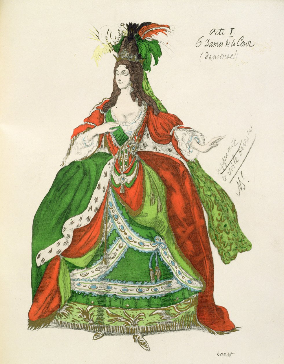 Udvari és táncosnői jelmez a Csipkerózsika-ból, 1921 alkotó: Leon Bakst
