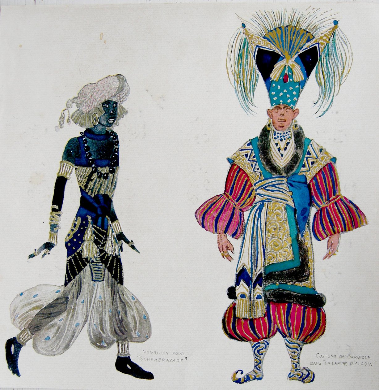 Jelmezek egy néger fiúnak a "Scheherazade"-ban és Barbizonnak az "Aladdin lámpájában" alkotó: Leon Bakst
