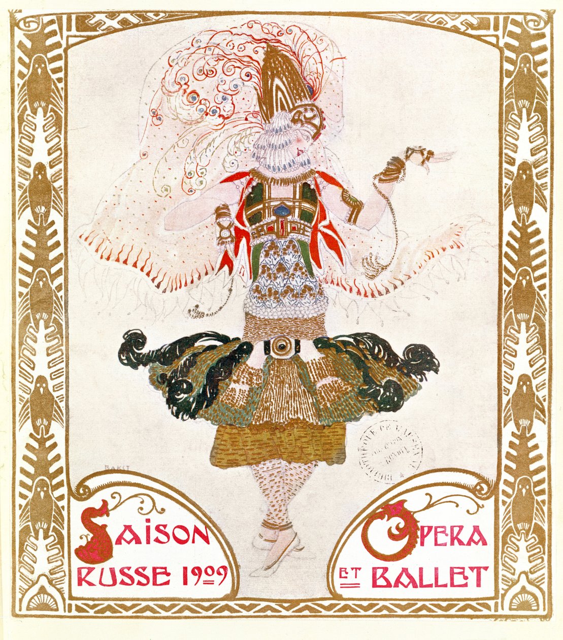 Az 1909-es orosz opera és balett évad egyik műsorának borítója alkotó: Leon Bakst