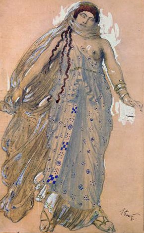 Phaedra, Jelmeztervezés a Hippolytos című Euripidész-drámához, 1902 (wc és olaj, karton) alkotó: Leon Bakst