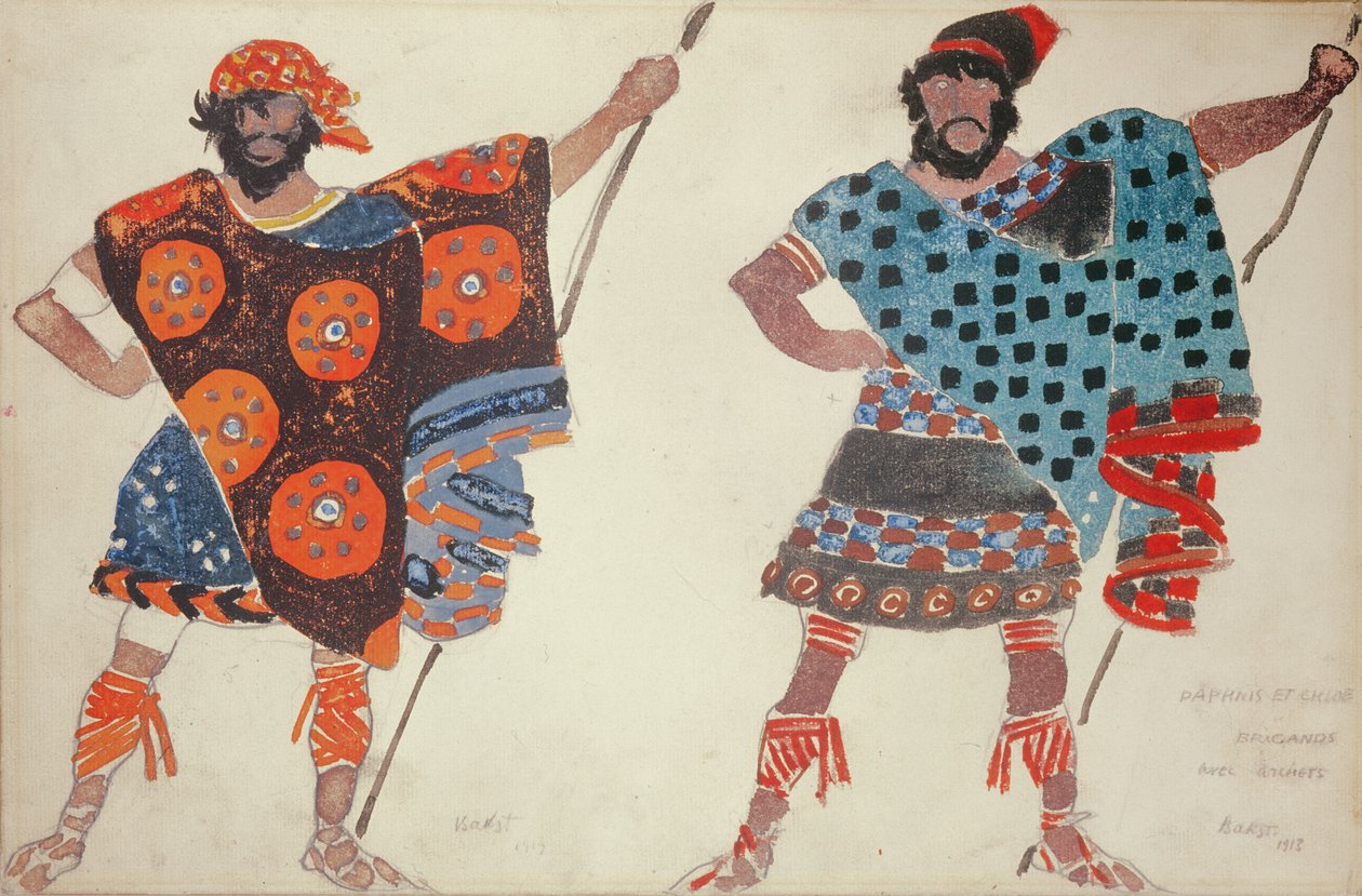 Kalóz jelmezterve Daphnis és Chloe számára, 1913 (akvarell a fedélzeten) alkotó: Leon Bakst